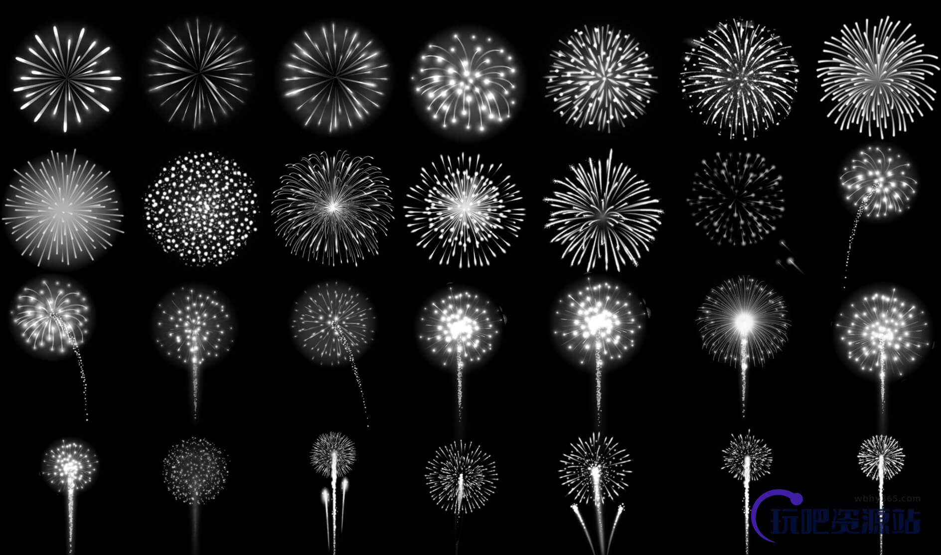 28种高清烟花、火花效果PS笔刷素材下载
