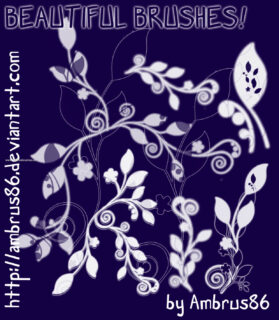 漂亮的手绘植物枝条印花、花纹图案PS笔刷素材下载-玩吧资源站