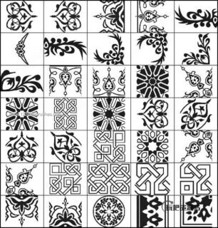 手绘古典贵族风格的经典印花图案PS笔刷素材下载-玩吧资源站