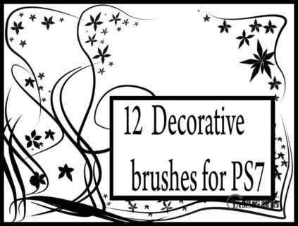 12种优雅的手绘植物印花图案Photoshop艺术花纹笔刷-玩吧资源站