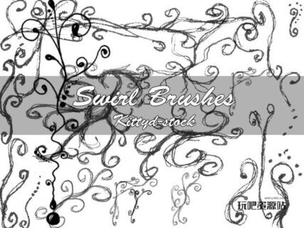 童趣涂鸦线条花纹图案Photoshop可爱印花笔刷-玩吧资源站