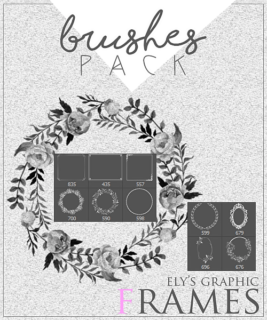 漂亮的鲜花花朵花环、花圈装扮和边框花纹图案PS笔刷素材下载-玩吧资源站