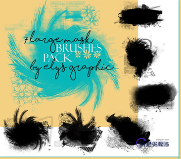 超酷非主流时尚涂鸦酷炫背景装饰Photoshop笔刷素材下载-玩吧资源站