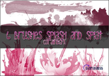 6种真实颜料纹理涂抹痕迹效果、颜料液体滴溅Photoshop笔刷素材下载-玩吧资源站