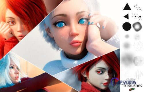 三角、毛发、肤色、眼影污垢、环境灯光、雾、光源等组合式Photoshop笔刷素材-玩吧资源站