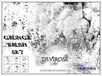 污渍、污迹纹理效果图案Photoshop笔刷素材下载-玩吧资源站