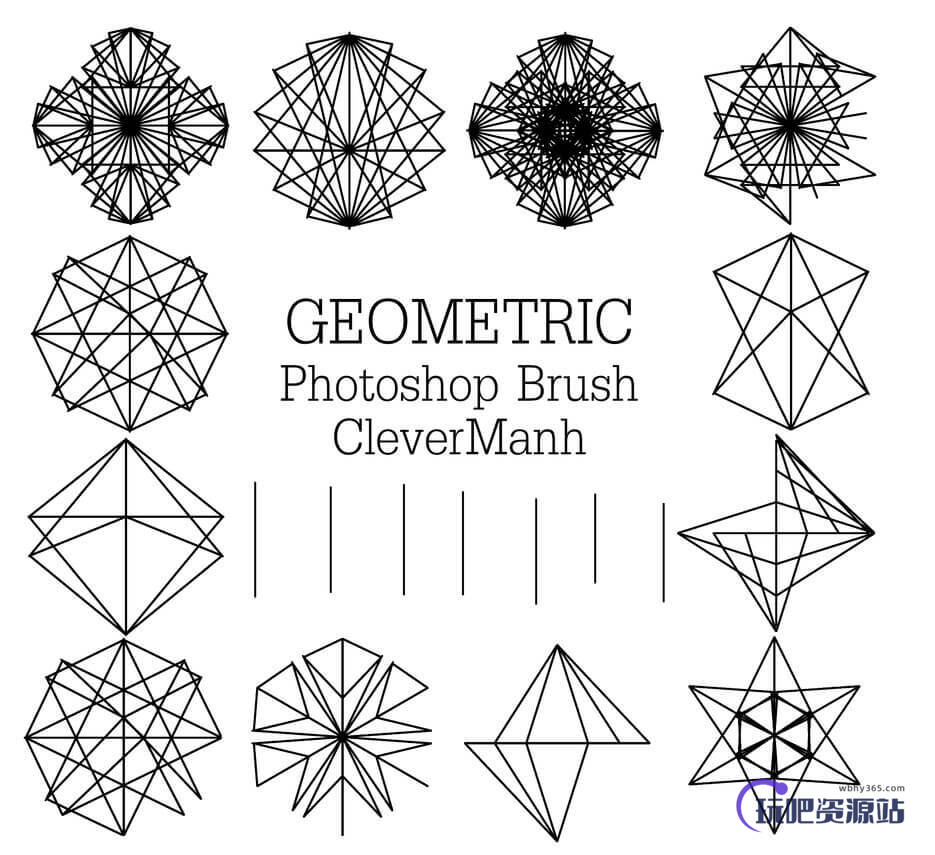 几何线条组合式花纹图案Photoshop笔刷免费下载
