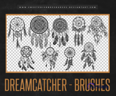 漂亮的个性化羽毛风铃图案Photoshop笔刷素材下载-玩吧资源站