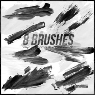 8种油漆刷子涂痕迹效果PS笔刷素材下载-玩吧资源站