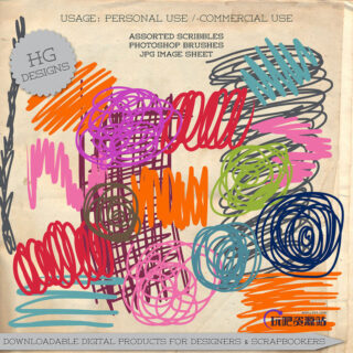 水彩笔涂抹痕迹纹理Photoshop笔刷素材下载-玩吧资源站