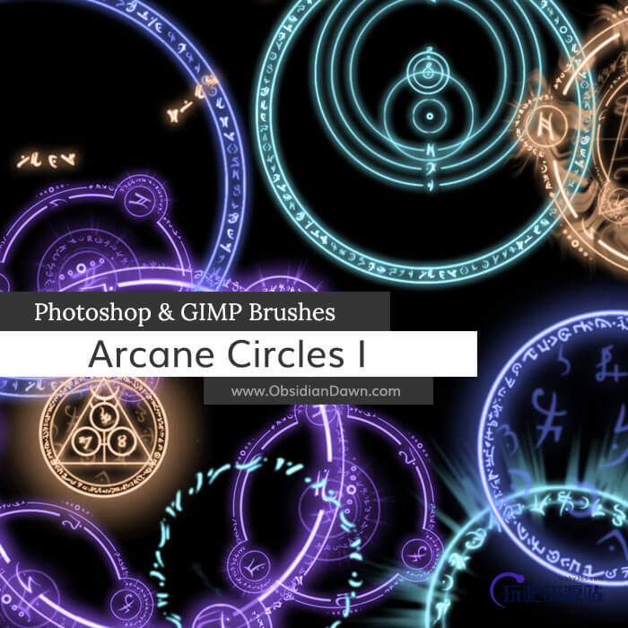 魔法光圈、魔法阵、神秘光芒阵法Photoshop笔刷素材下载