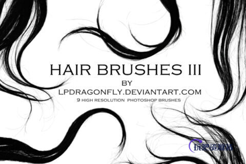 高清头发、毛发、发丝、长发套装素材PS笔刷下载-玩吧资源站