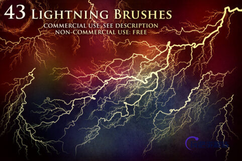 43种高清的恐怖闪电、雷电PS笔刷下载（含asl文件素材）-玩吧资源站