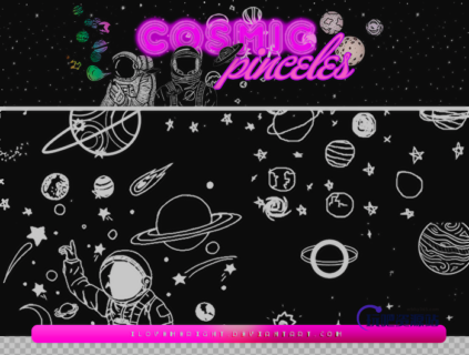 可爱的童趣手绘行星、星球、宇航员等PS笔刷素材下载-玩吧资源站