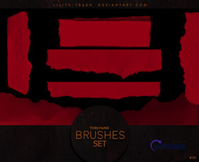 高清撕纸效果边界、破损的羊皮纸边缘纹理PS笔刷素材下载-玩吧资源站