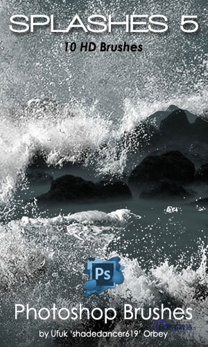 10种高清海浪、波浪效果、汹涌波涛拍打Photoshop笔刷素材下载