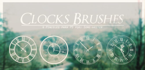 4种钟面表盘图案、罗马种表盘Photoshop笔刷素材下载-玩吧资源站