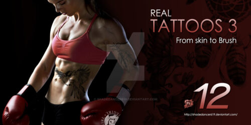 12种高清酷炫纹身、纹饰图案Photoshop笔刷素材下载-玩吧资源站