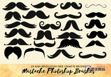 23种欧式大胡子图形、卡通胡子、怪叔叔的胡子造型Photoshop笔刷素材下载-玩吧资源站