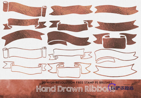 20种横幅、标语背景图案PS笔刷素材下载-玩吧资源站