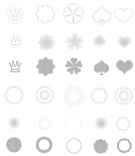 皇冠、四叶草、红桃心、爱心、圆圈等花纹图案Photoshop笔刷素材下载-玩吧资源站