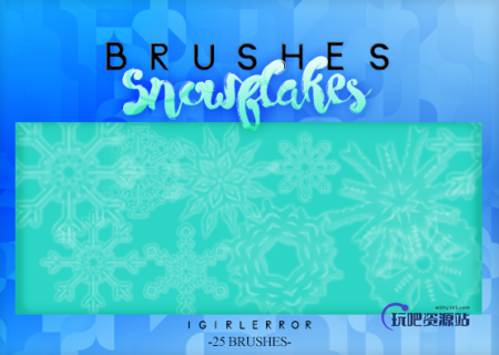 雪花图案、冰晶花纹、万花筒花纹图案Photoshop笔刷素材下载-玩吧资源站