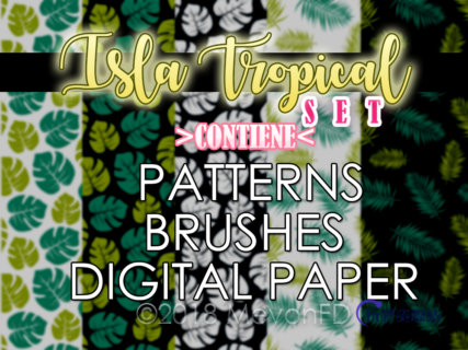 热带植物树叶、叶子图形Photoshop填充图案底纹素材.pat 免费下载-玩吧资源站