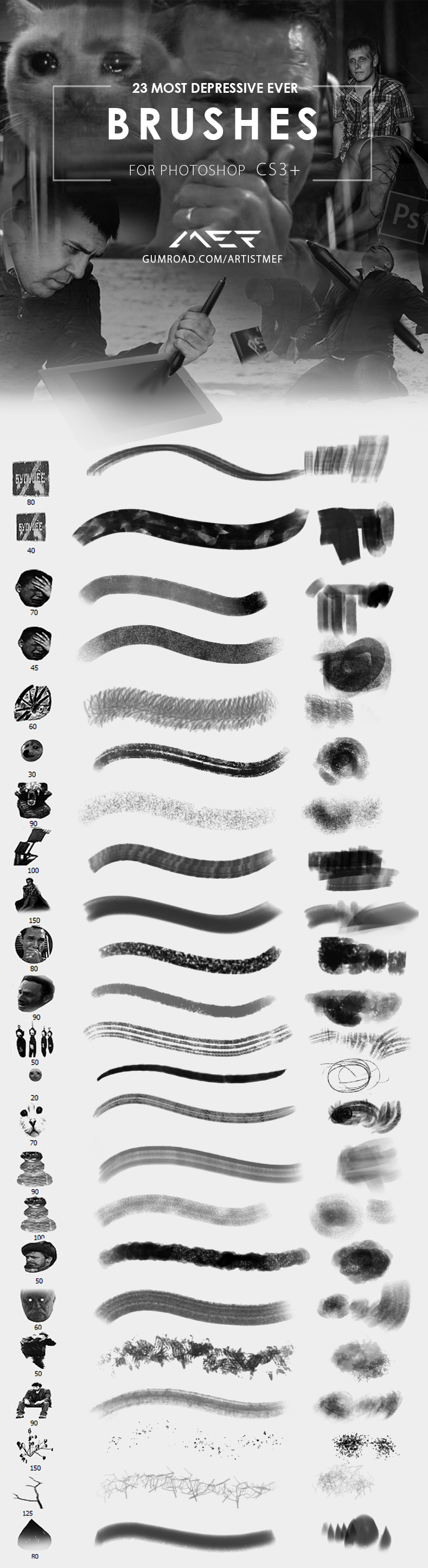 另类奇葩的概念抽象画笔笔触Photoshop绘画笔刷素材