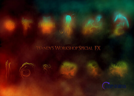 12种抽象艺术光影特效PS笔刷素材下载-玩吧资源站