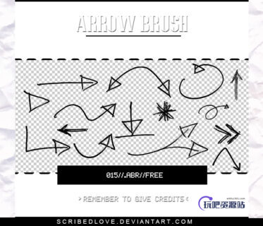 可爱箭头标记Photoshop笔刷素材下载-玩吧资源站