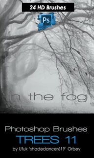 24枯树、大树剪影图形、树木光影Photoshop笔刷下载-玩吧资源站