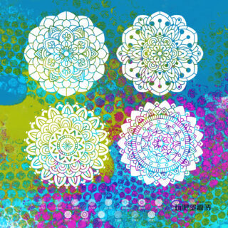 16种曼陀罗风格的印花花纹笔刷PS素材免费下载-玩吧资源站