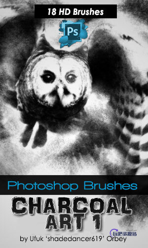 18种是艺术绘画碳素铅笔效果Photoshop素描笔刷免费下载
