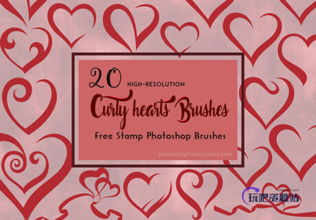 20种漂亮的爱心涂鸦艺术Photoshop情人节笔刷下载-玩吧资源站