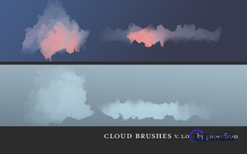 手绘云朵式画笔PS笔刷素材下载-玩吧资源站