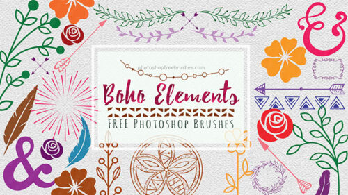 漂亮小清新风格的手绘植物印花图案Photoshop笔刷素材下载-玩吧资源站