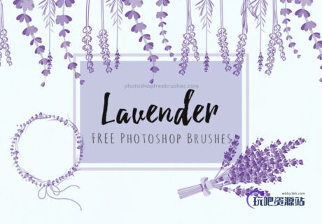 14种薰衣草花圈、花束造型Photoshop笔刷素材下载-玩吧资源站