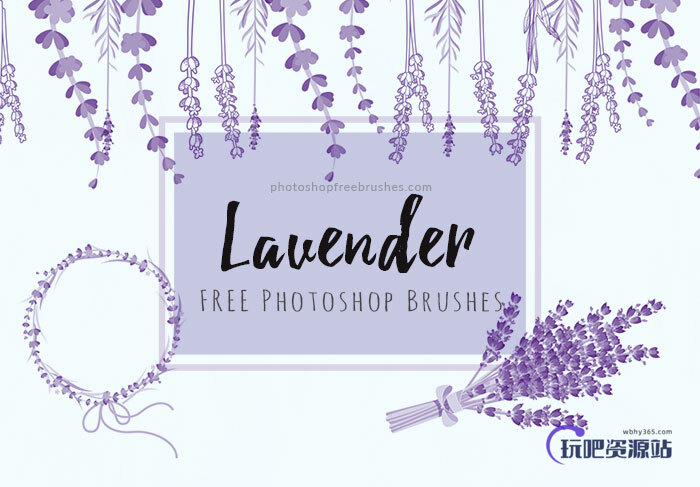 14种薰衣草花圈、花束造型Photoshop笔刷素材下载