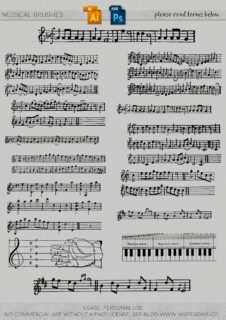 手写音符、五线谱图案、乐普背景PS笔刷下载-玩吧资源站