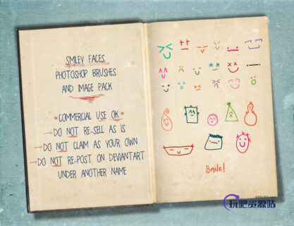 超级呆萌涂鸦表情图案、童趣幼稚的涂鸦PS装可爱笔刷-玩吧资源站