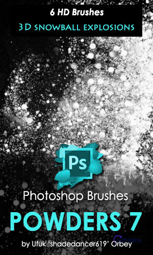 爆炸的颜色粉末效果Photoshop笔刷素材免费下载