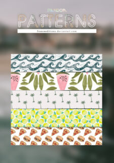 水波、西瓜、椰树、青柠、披萨汉堡等图案填充Photoshop底纹素材.pat-玩吧资源站