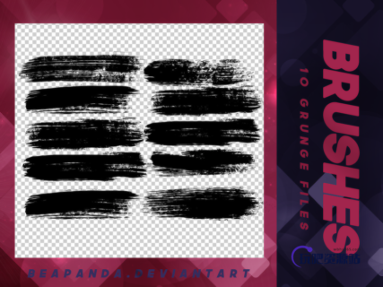 10种高清毛笔笔刷涂痕素材PS笔刷下载-玩吧资源站