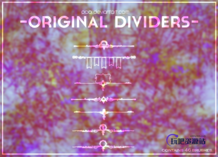 简单手绘花纹分割图案PS笔刷下载-玩吧资源站