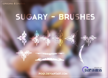 漂亮的手绘欧式印花图案PS笔刷素材免费下载-玩吧资源站