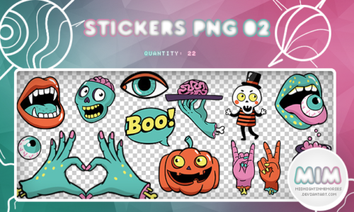 22个万圣节卡通僵尸元素图案韩国笔刷风格下载（PNG免扣图透明格式）-玩吧资源站