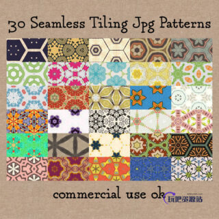 30种可无缝拼接的经典印花图案PS背景素材下载（JPG图片格式）-玩吧资源站