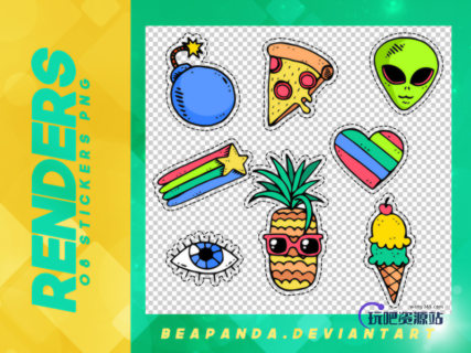 可爱童趣照片打扮素材、装嫩贴纸图案韩国笔刷风格下载（PNG免扣图透明格式）-玩吧资源站