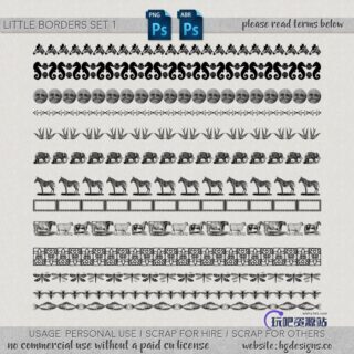 搞怪动物造型和经典印花图案分割线PS笔刷下载 #.2-玩吧资源站