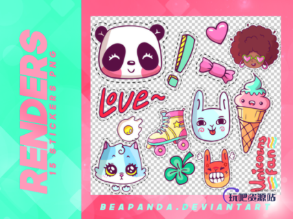 15种超萌的童趣卡通贴纸素材韩国笔刷风格下载（PNG免扣图透明格式）-玩吧资源站